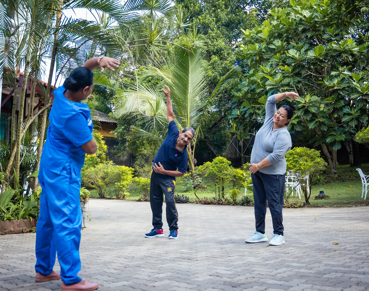 Gentle group exercise in the garden